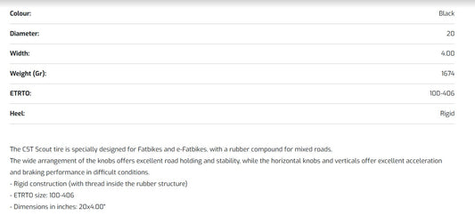 CST Fat Tire 20×4.0 – Maximum Grip & Stability